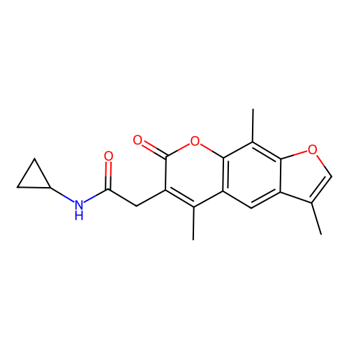 N-cyclopropyl-2-(3,5,9-trimethyl-7-oxo-7H-furo[3,2-g]chromen-6-yl)acetamide structure