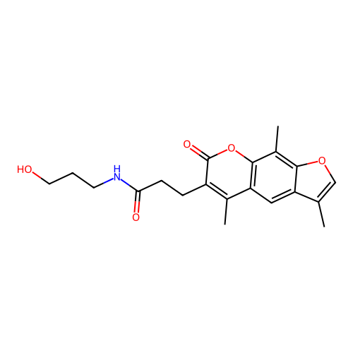N-(3-hydroxypropyl)-3-(3,5,9-trimethyl-7-oxo-7H-furo[3,2-g]chromen-6-yl)propanamide structure