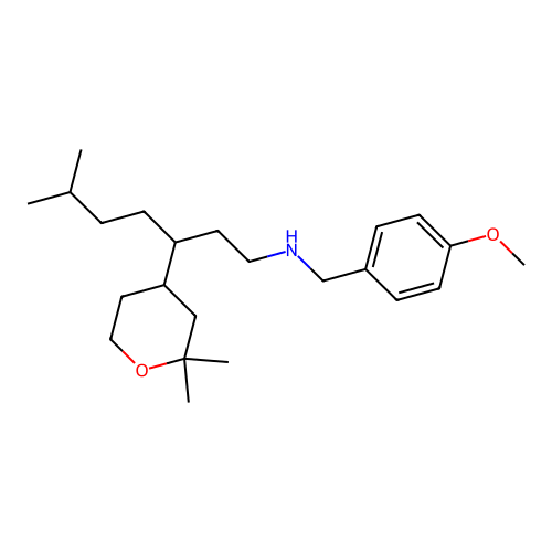 3-(2,2-dimethyltetrahydro-2H-pyran-4-yl)-N-(4-methoxybenzyl)-6-methylheptan-1-amine structure