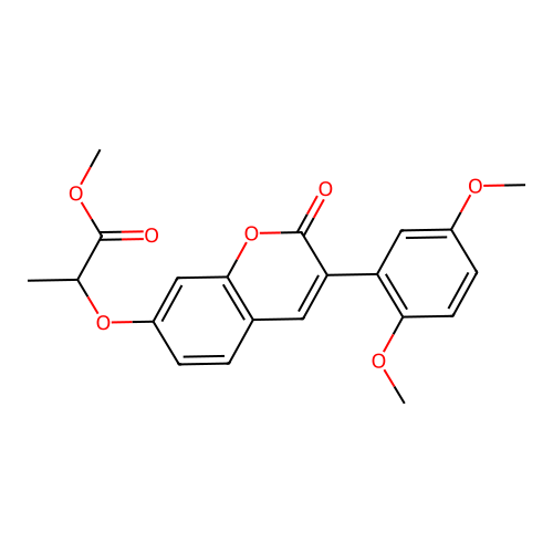 methyl 2-{[3-(2,5-dimethoxyphenyl)-2-oxo-2H-chromen-7-yl]oxy}propanoate structure