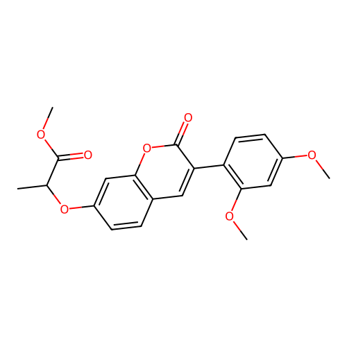 methyl 2-{[3-(2,4-dimethoxyphenyl)-2-oxo-2H-chromen-7-yl]oxy}propanoate structure