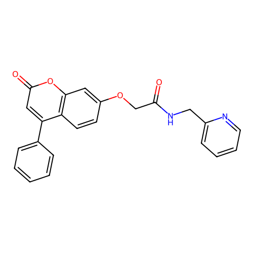 2-((2-oxo-4-phenyl-2H-chromen-7-yl)oxy)-N-(pyridin-2-ylmethyl)acetamide structure