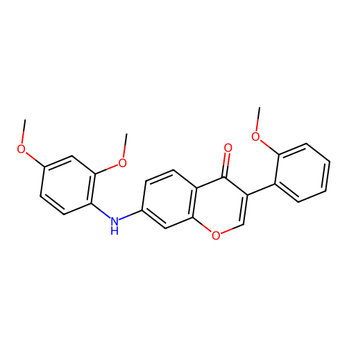7-((2,4-dimethoxyphenyl)amino)-3-(2-methoxyphenyl)-4H-chromen-4-one structure