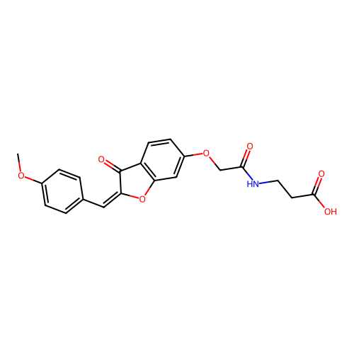 (E)-3-(2-((2-(4-methoxybenzylidene)-3-oxo-2,3-dihydrobenzofuran-6-yl)oxy)acetamido)propanoic acid structure