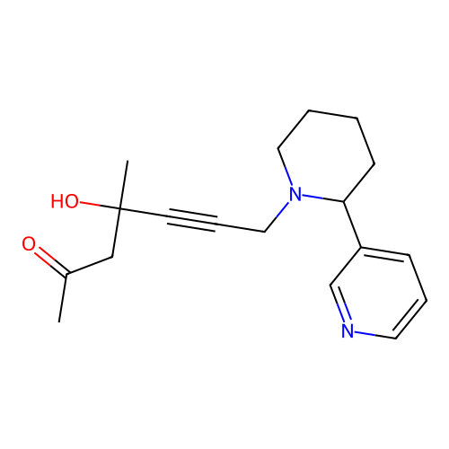 4-Hydroxy-4-methyl-7-[2-(pyridin-3-yl)piperidin-1-yl]hept-5-yn-2-one structure