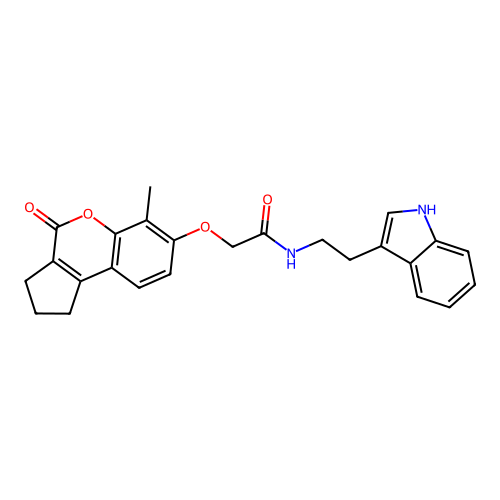 N-(2-(1H-indol-3-yl)ethyl)-2-((6-methyl-4-oxo-1,2,3,4-tetrahydrocyclopenta[c]chromen-7-yl)oxy)acetamide structure