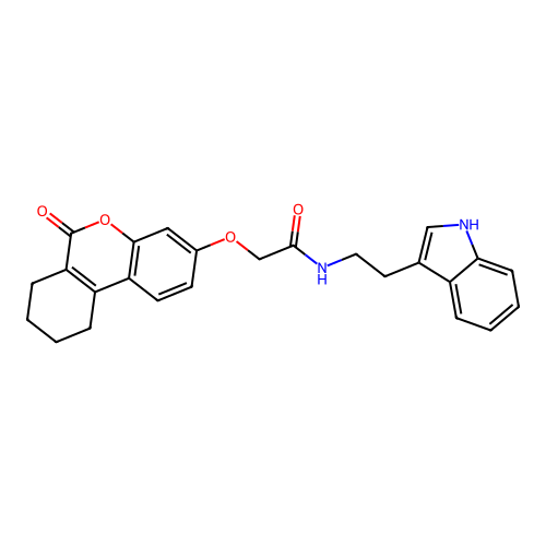 N-(2-(1H-indol-3-yl)ethyl)-2-((6-oxo-7,8,9,10-tetrahydro-6H-benzo[c]chromen-3-yl)oxy)acetamide structure