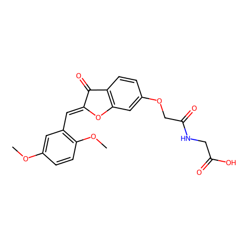 (Z)-2-(2-((2-(2,5-dimethoxybenzylidene)-3-oxo-2,3-dihydrobenzofuran-6-yl)oxy)acetamido)acetic acid structure