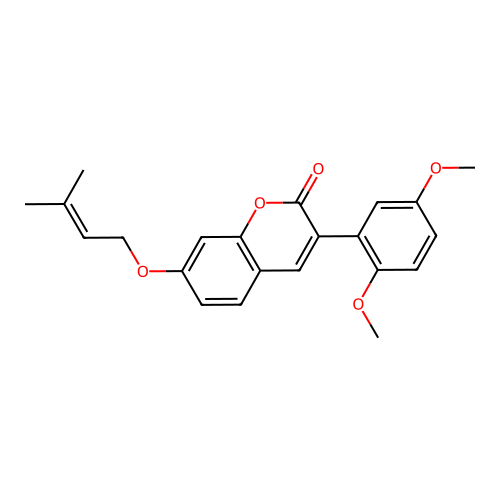 3-(2,5-dimethoxyphenyl)-7-((3-methylbut-2-en-1-yl)oxy)-2H-chromen-2-one structure