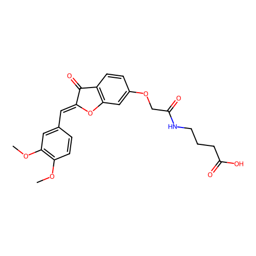 (Z)-4-(2-((2-(3,4-dimethoxybenzylidene)-3-oxo-2,3-dihydrobenzofuran-6-yl)oxy)acetamido)butanoic acid structure