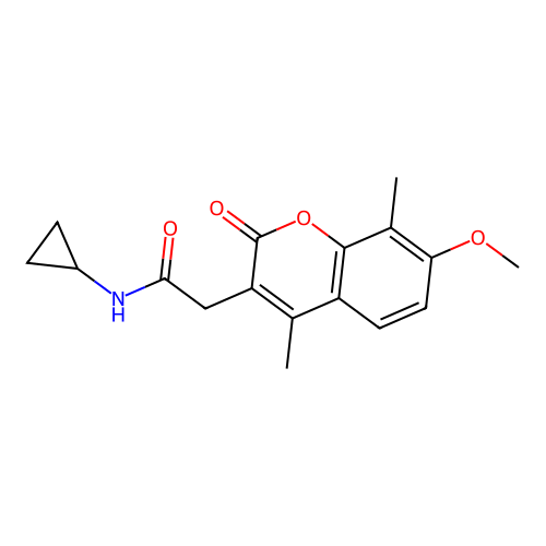 N-cyclopropyl-2-(7-methoxy-4,8-dimethyl-2-oxo-2H-chromen-3-yl)acetamide structure