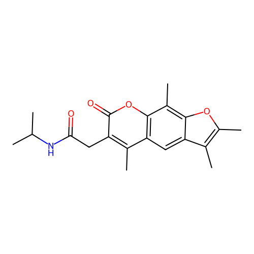 N-isopropyl-2-(2,3,5,9-tetramethyl-7-oxo-7H-furo[3,2-g]chromen-6-yl)acetamide structure