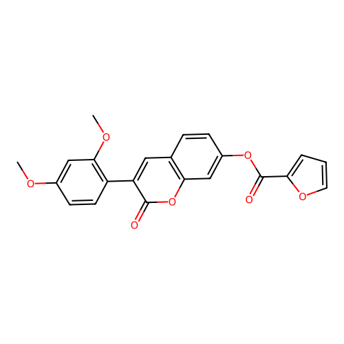 3-(2,4-dimethoxyphenyl)-2-oxo-2H-chromen-7-yl furan-2-carboxylate structure