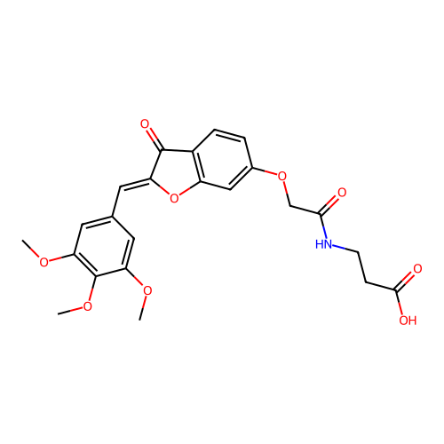 (Z)-3-(2-((3-oxo-2-(3,4,5-trimethoxybenzylidene)-2,3-dihydrobenzofuran-6-yl)oxy)acetamido)propanoic acid structure