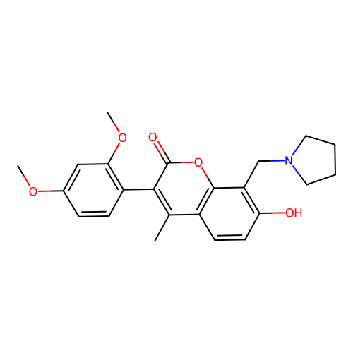 3-(2,4-dimethoxyphenyl)-7-hydroxy-4-methyl-8-(pyrrolidin-1-ylmethyl)-2H-chromen-2-one structure