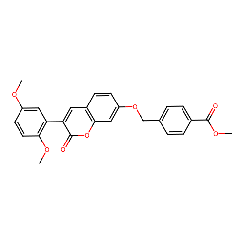 Methyl 4-{[3-(2,5-dimethoxyphenyl)-2-oxochromen-7-yloxy]methyl}benzoate structure