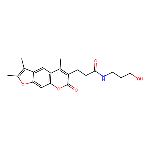 N-(3-hydroxypropyl)-3-(2,3,5-trimethyl-7-oxo-7H-furo[3,2-g]chromen-6-yl)propanamide structure
