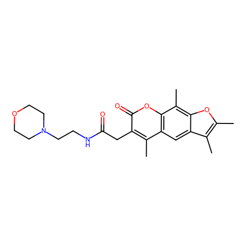 N-(2-morpholinoethyl)-2-(2,3,5,9-tetramethyl-7-oxo-7H-furo[3,2-g]chromen-6-yl)acetamide structure