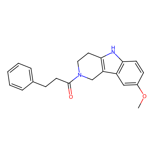 1-(8-methoxy-1,3,4,5-tetrahydro-2H-pyrido[4,3-b]indol-2-yl)-3-phenylpropan-1-one structure