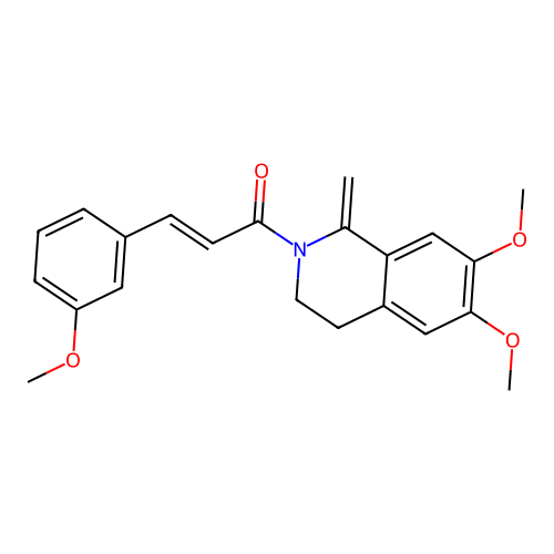 (2E)-1-(6,7-dimethoxy-1-methylidene-3,4-dihydroisoquinolin-2(1H)-yl)-3-(3-methoxyphenyl)prop-2-en-1-one structure