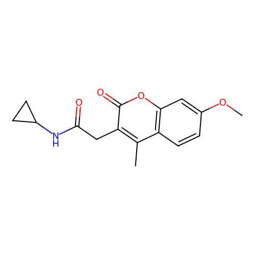 N-cyclopropyl-2-(7-methoxy-4-methyl-2-oxo-2H-chromen-3-yl)acetamide structure