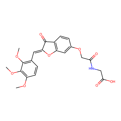 (Z)-2-(2-((3-oxo-2-(2,3,4-trimethoxybenzylidene)-2,3-dihydrobenzofuran-6-yl)oxy)acetamido)acetic acid structure