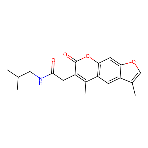 2-(3,5-dimethyl-7-oxo-7H-furo[3,2-g]chromen-6-yl)-N-isobutylacetamide structure