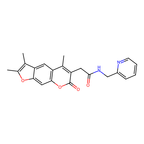 N-(pyridin-2-ylmethyl)-2-(2,3,5-trimethyl-7-oxo-7H-furo[3,2-g]chromen-6-yl)acetamide structure