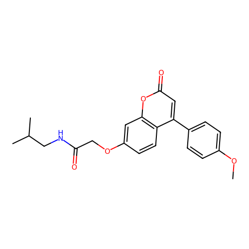 N-isobutyl-2-((4-(4-methoxyphenyl)-2-oxo-2H-chromen-7-yl)oxy)acetamide structure