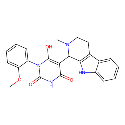 6-hydroxy-3-(2-methoxyphenyl)-5-(2-methyl-2,3,4,9-tetrahydro-1H-pyrido[3,4-b]indol-1-yl)pyrimidine-2,4(1H,3H)-dione structure