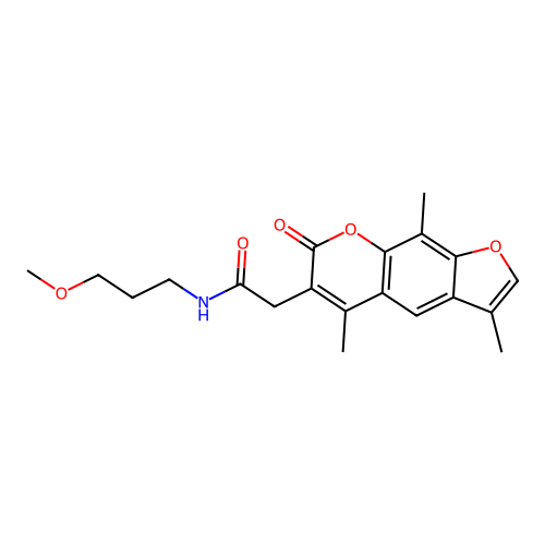 N-(3-methoxypropyl)-2-(3,5,9-trimethyl-7-oxo-7H-furo[3,2-g]chromen-6-yl)acetamide structure
