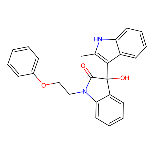 3'-hydroxy-2-methyl-1'-(2-phenoxyethyl)-1',3'-dihydro-1H,2'H-3,3'-biindol-2'-one structure