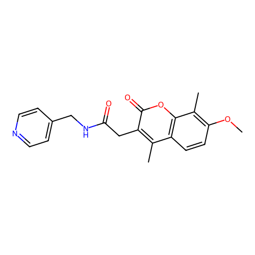 2-(7-methoxy-4,8-dimethyl-2-oxo-2H-chromen-3-yl)-N-(pyridin-4-ylmethyl)acetamide structure