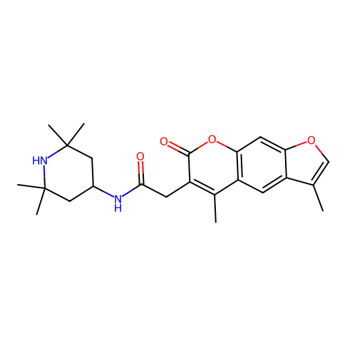 2-(3,5-dimethyl-7-oxo-7H-furo[3,2-g]chromen-6-yl)-N-(2,2,6,6-tetramethylpiperidin-4-yl)acetamide structure
