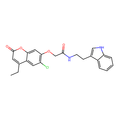 N-(2-(1H-indol-3-yl)ethyl)-2-((6-chloro-4-ethyl-2-oxo-2H-chromen-7-yl)oxy)acetamide structure