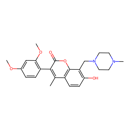 3-(2,4-dimethoxyphenyl)-7-hydroxy-4-methyl-8-((4-methylpiperazin-1-yl)methyl)-2H-chromen-2-one structure