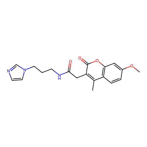 N-(3-(1H-imidazol-1-yl)propyl)-2-(7-methoxy-4-methyl-2-oxo-2H-chromen-3-yl)acetamide structure