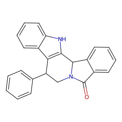 8-phenyl-7,8,13,13b-tetrahydro-5H-benzo[1,2]indolizino[8,7-b]indol-5-one structure