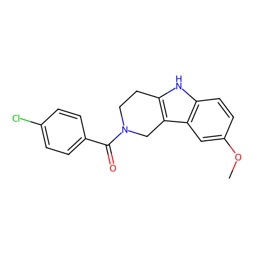 (4-chlorophenyl)(8-methoxy-1,3,4,5-tetrahydro-2H-pyrido[4,3-b]indol-2-yl)methanone structure