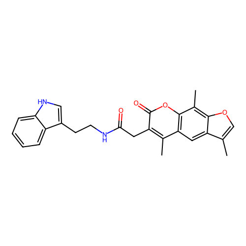N-(2-(1H-indol-3-yl)ethyl)-2-(3,5,9-trimethyl-7-oxo-7H-furo[3,2-g]chromen-6-yl)acetamide structure