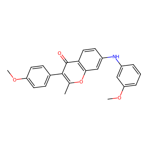 3-(4-methoxyphenyl)-7-((3-methoxyphenyl)amino)-2-methyl-4H-chromen-4-one structure