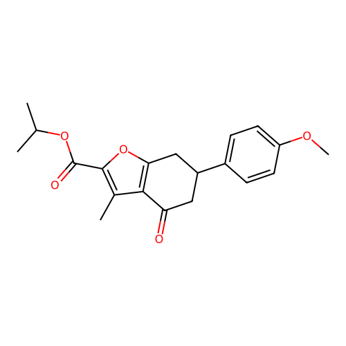 isopropyl 6-(4-methoxyphenyl)-3-methyl-4-oxo-4,5,6,7-tetrahydrobenzofuran-2-carboxylate structure