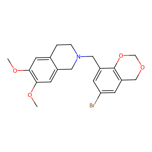 2-[(6-bromo-4H-1,3-benzodioxin-8-yl)methyl]-6,7-dimethoxy-1,2,3,4-tetrahydroisoquinoline structure