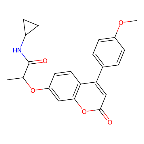 N-cyclopropyl-2-((4-(4-methoxyphenyl)-2-oxo-2H-chromen-7-yl)oxy)propanamide structure