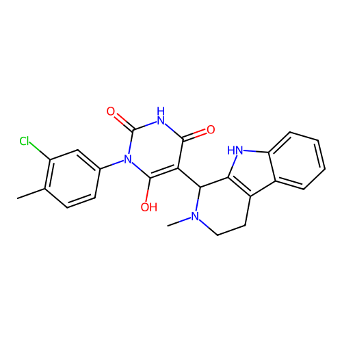 3-(3-chloro-4-methylphenyl)-6-hydroxy-5-(2-methyl-2,3,4,9-tetrahydro-1H-pyrido[3,4-b]indol-1-yl)pyrimidine-2,4(1H,3H)-dione structure