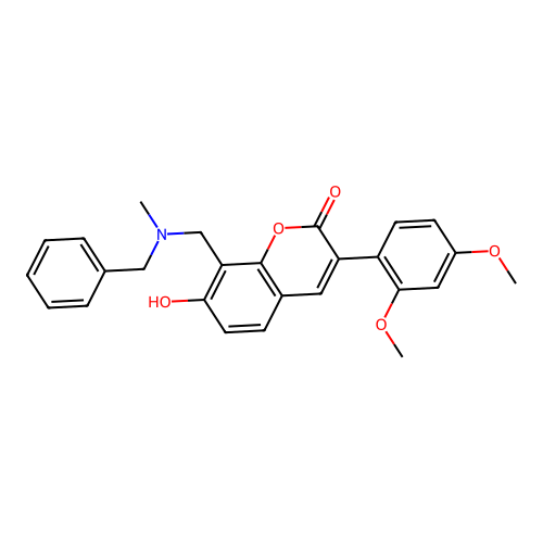 8-{[benzyl(methyl)amino]methyl}-3-(2,4-dimethoxyphenyl)-7-hydroxy-2H-chromen-2-one structure