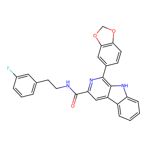 1-(1,3-benzodioxol-5-yl)-N-[2-(3-fluorophenyl)ethyl]-9H-beta-carboline-3-carboxamide structure