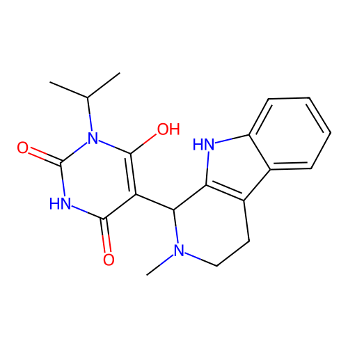6-hydroxy-3-isopropyl-5-(2-methyl-2,3,4,9-tetrahydro-1H-pyrido[3,4-b]indol-1-yl)pyrimidine-2,4(1H,3H)-dione structure