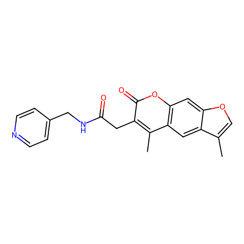 2-(3,5-dimethyl-7-oxo-7H-furo[3,2-g]chromen-6-yl)-N-(pyridin-4-ylmethyl)acetamide structure