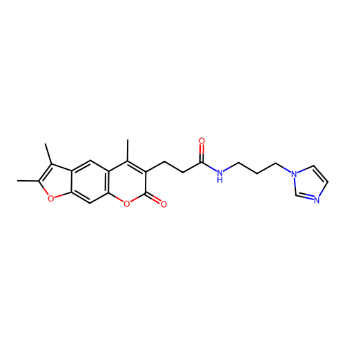 N-(3-(1H-imidazol-1-yl)propyl)-3-(2,3,5-trimethyl-7-oxo-7H-furo[3,2-g]chromen-6-yl)propanamide structure
